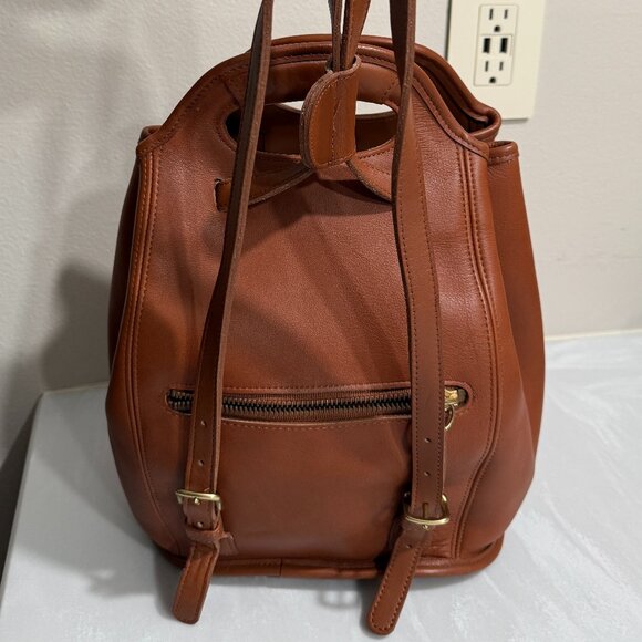 Vintage COACH Drawstring Backpack British Tan Shopper Handles 9994 - Picture 2 of 10